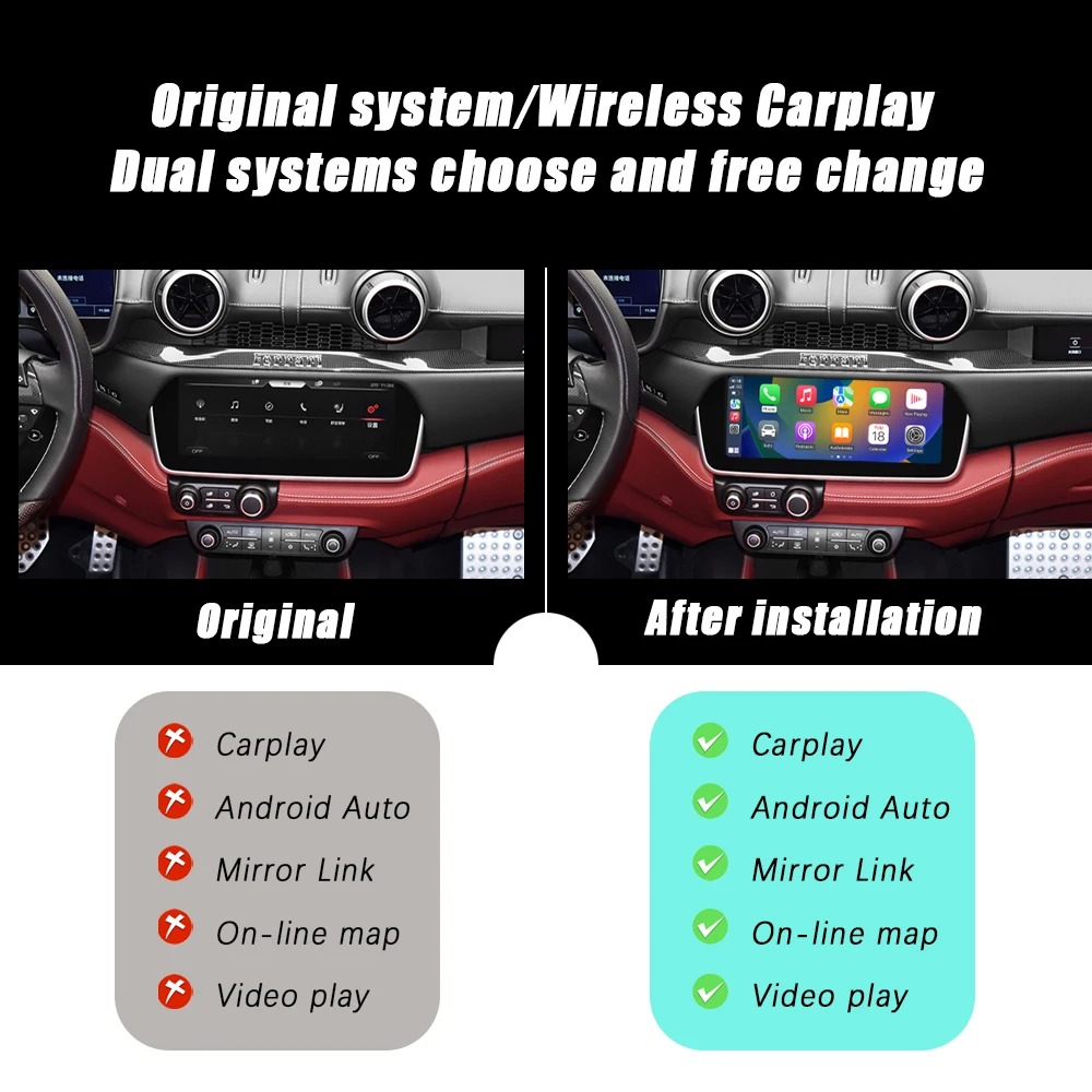 CZT-AUTO Universal Smart Wireless CarPlay for  Portofino Android Auto Car DVD Player Mirror Link AirPlay Radio Navigation